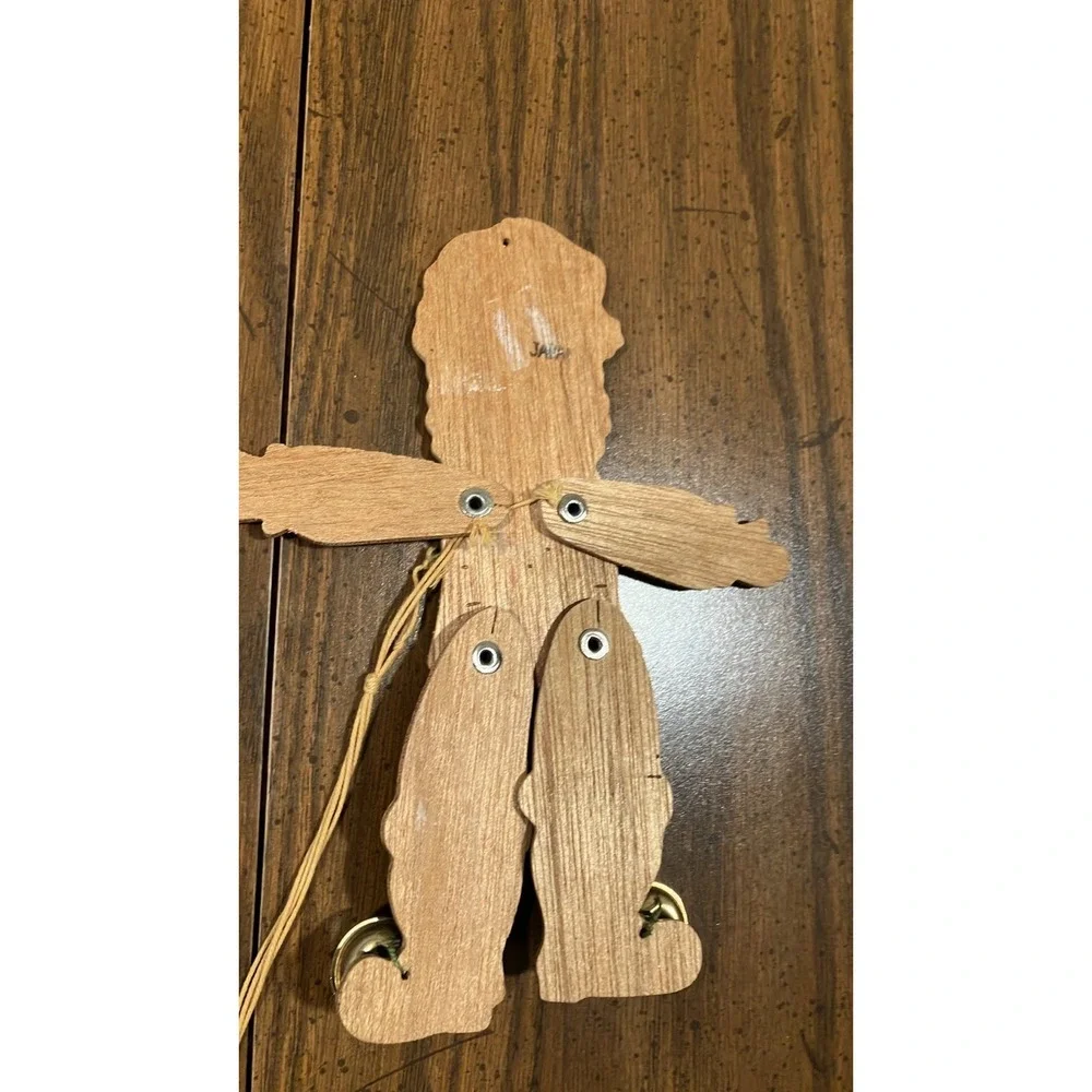 Vintage Santa wooden pull string toy